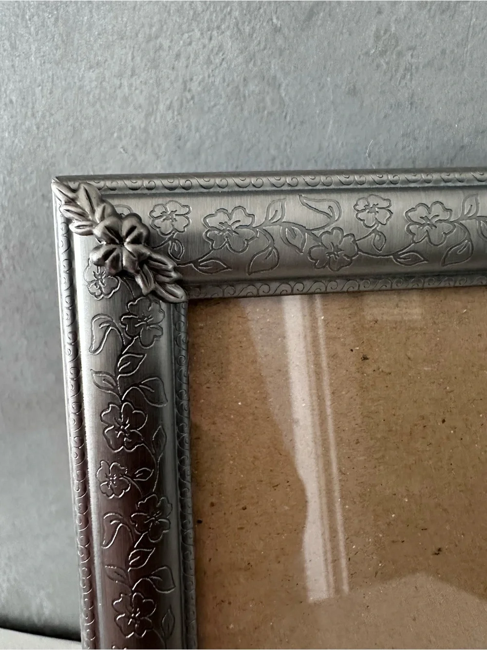 Vintage Silver Ornate Embossed Etched Metal FRAME 6x8